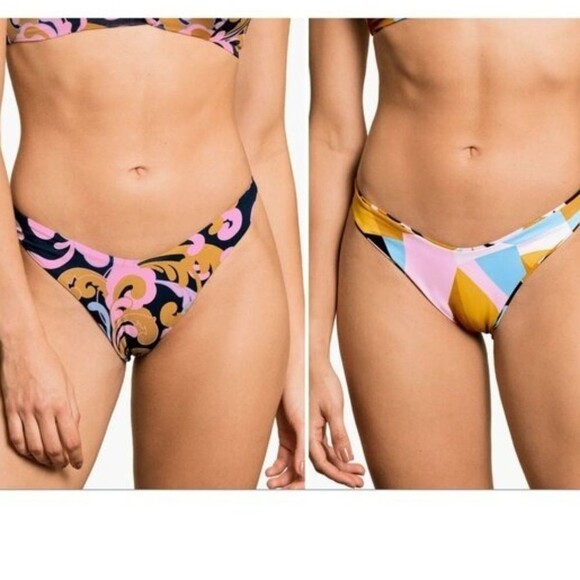 Maaji Bikini Bottom Reversible Floral Geo Print Large - Picture 1 of 6